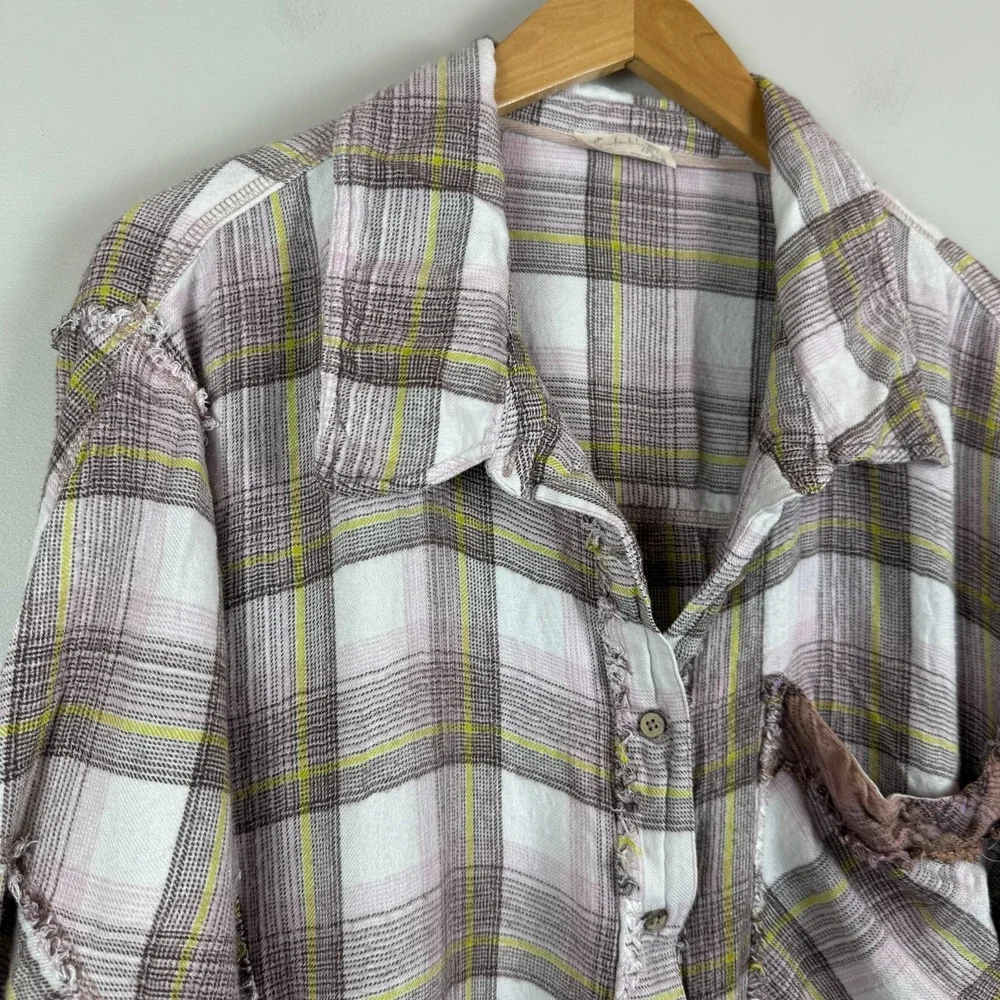 Free People Intimately Fallin For Flannel Sleep Shirt Women's S Multi Plaid Cozy